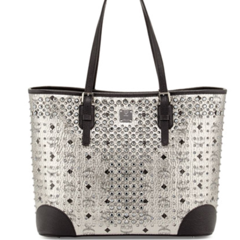 Diamond Visetos Tote Bag, Silver